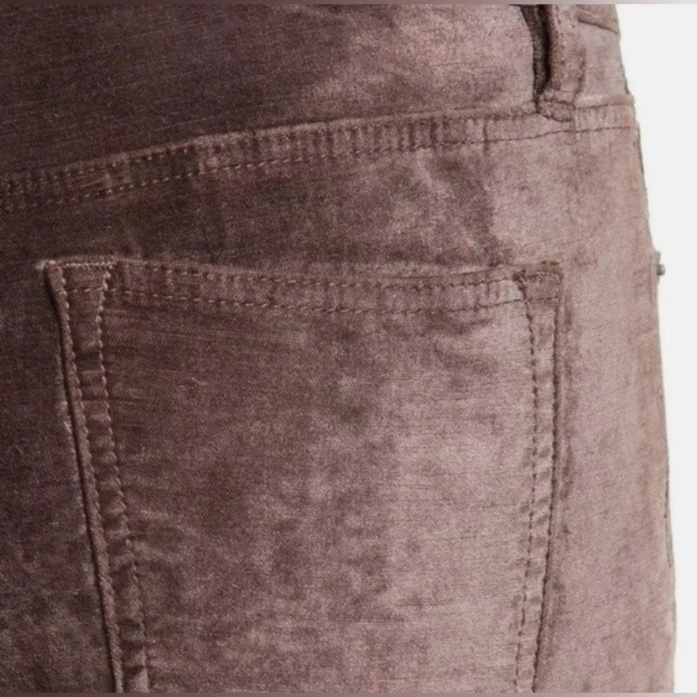 FREE PEOPLE Cyndi High Rise Stretch Velvet Pants Size 25 Mulberry Boho Party Fun